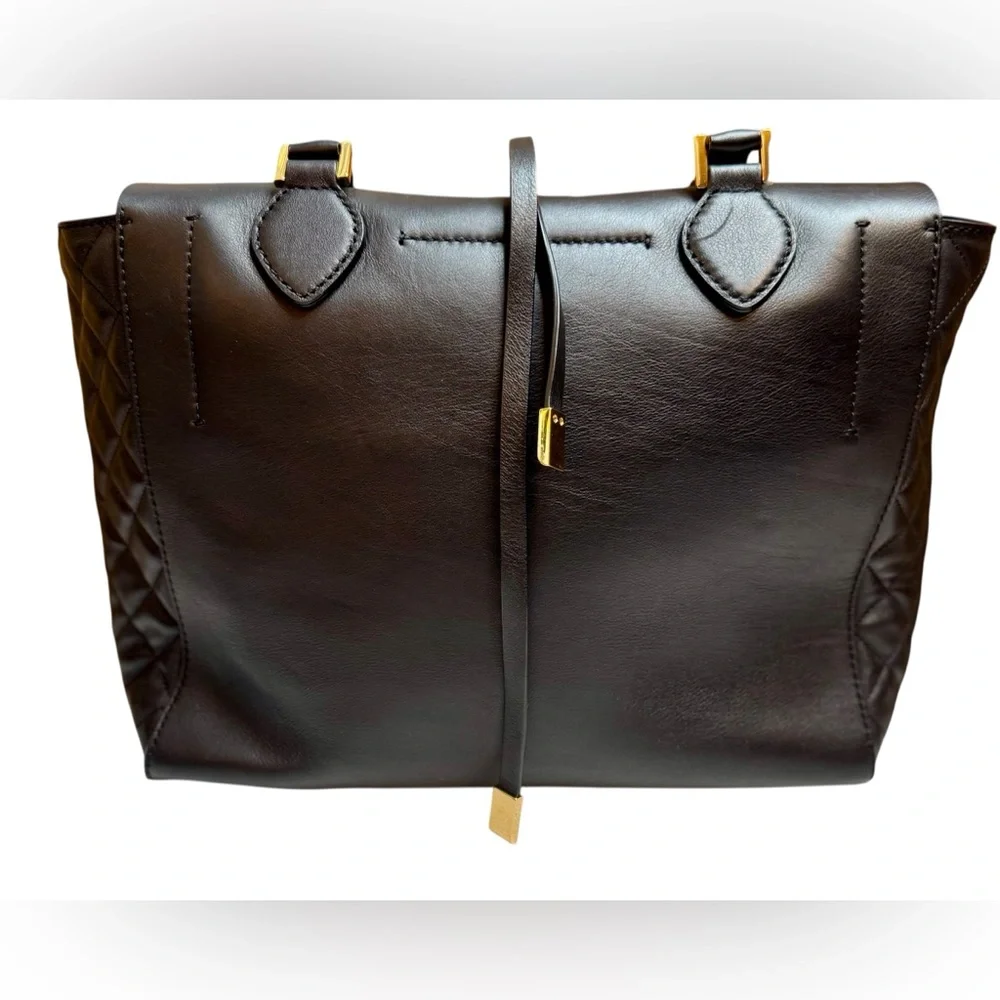 Michael Kors Collection Miranda Black Leather Tote Gold-tone Hardware